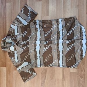 Vintage 70's white crane button front shirt sleeve shirt